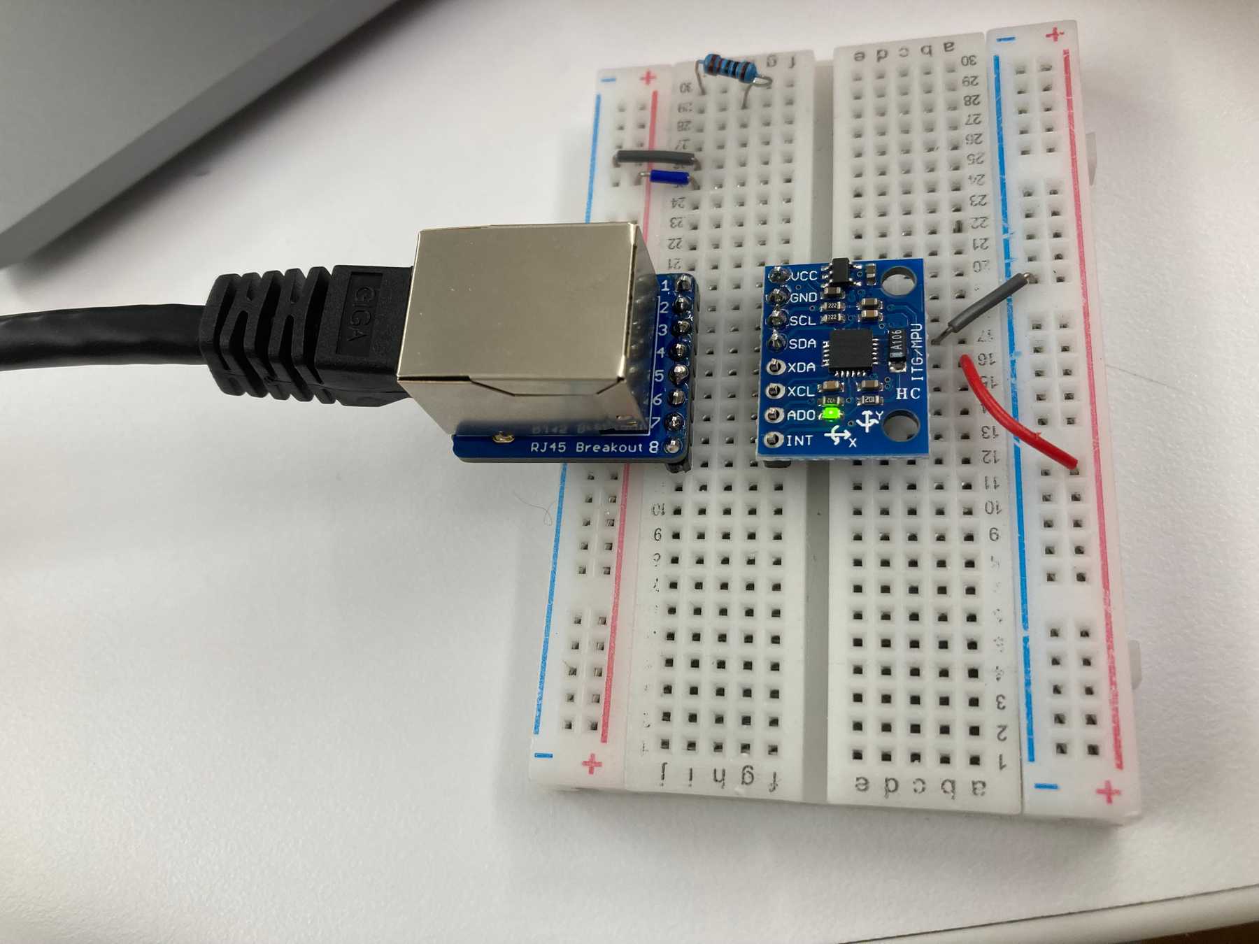 Moving the accelerometer to another breadboard