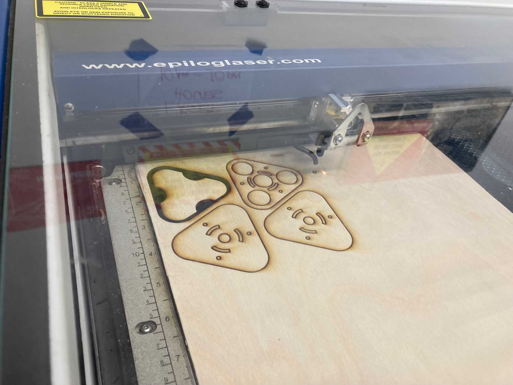 Laser cutting the wooden pieces