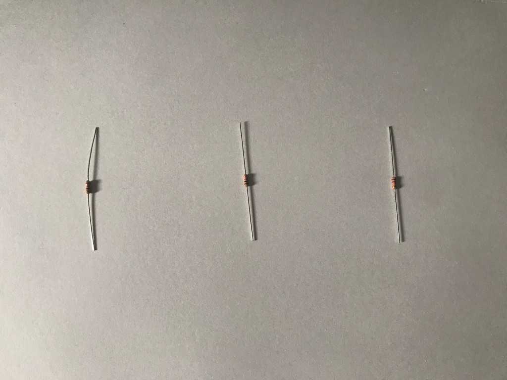 Resistors (left to right: 220, 1k, 10k OHM)