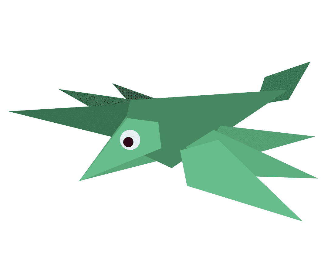 Green bird made of diamond shapes
