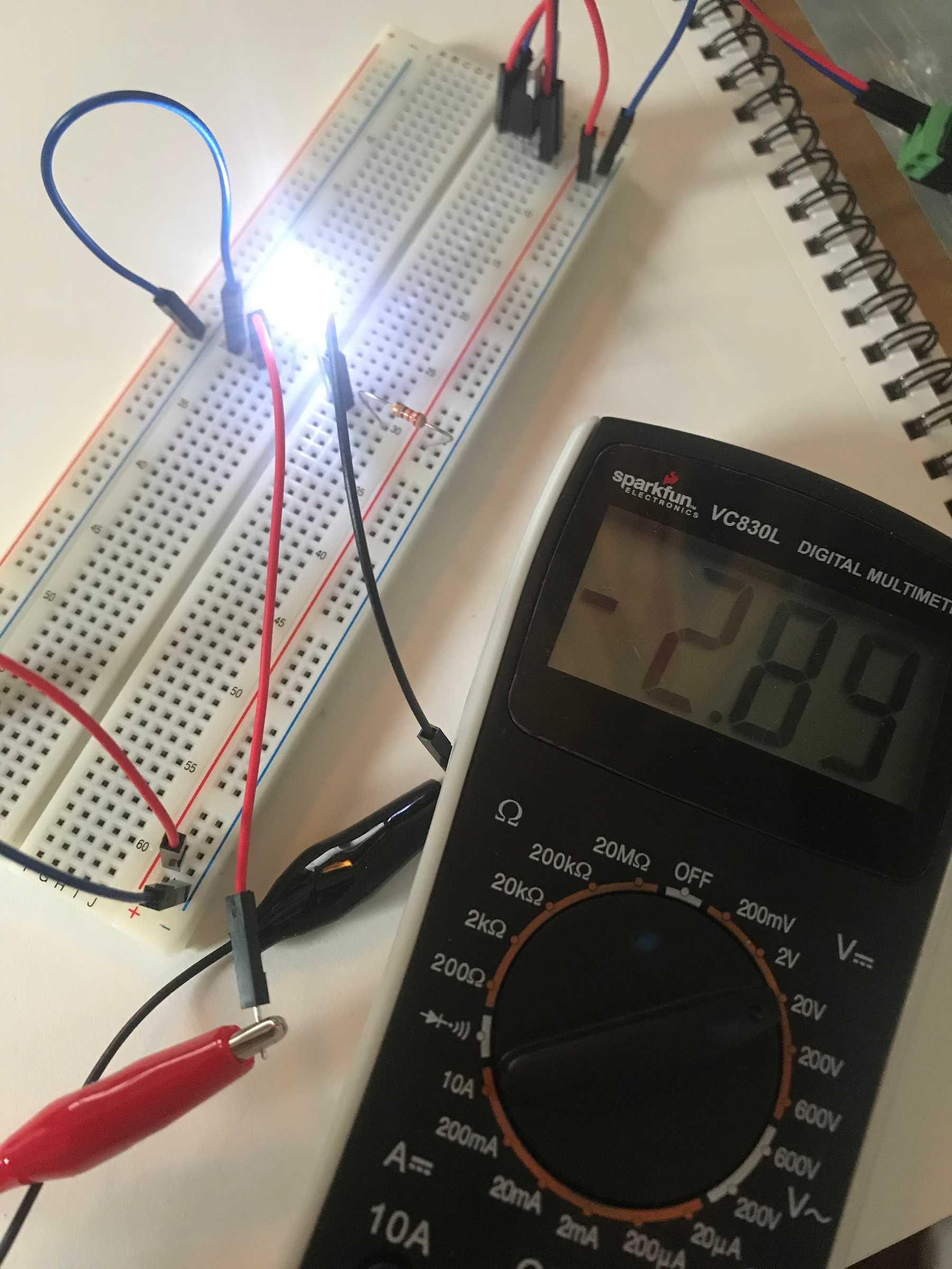Measuring the voltage across the LED